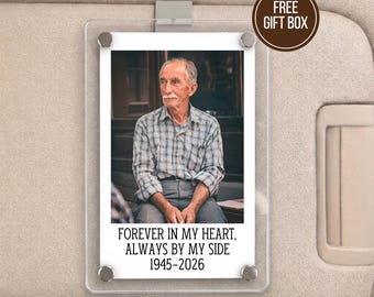 Custom Dad Memorial Gift, Personalized Memorial Car Visor Clip, Loss of Father Gift, Grief Gift for Him, Sympathy Gift