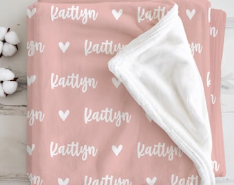 Personalisierte Name Decke mit Herzen, Baby Mädchen Decke, Niedliche individuelle Kinderdecke