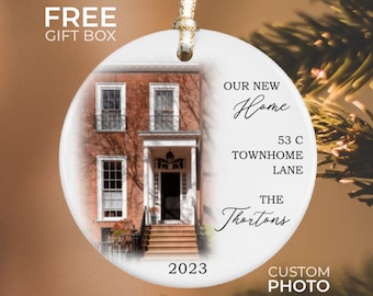 Personalized New Home Photo Ornament, Custom House Address Ornament, Housewarming Gift, Realtor Client Gift, Couples Home Ornament