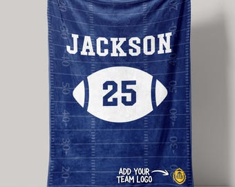 Personalized Football Blanket with Name and Number, Custom Sports Team Gift, College Dorm Blanket, Spirit Day, Mascot Blanket