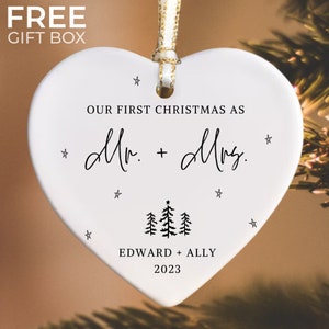 First Christmas Married Ornament, Mr and Mrs Personalized Christmas Ornament, Wedding Gift, Couples Marriage Keepsake, Custom Newlywed Gift