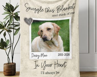 Personalized Dog Memorial Photo Blanket, Custom Pet Loss Keepsake, Pet Memory Gift, In Loving Memory Blanket