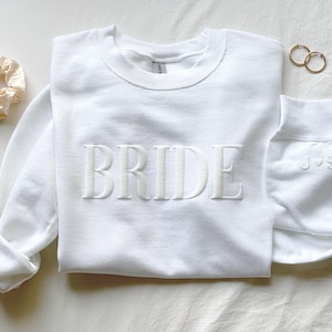 Personalized Gift For Bride, Bride Sweatshirt, Initial Heart Sleeve, Engagement Gift, Unique Bridal Shower Gift, Future Mrs Sweatshirt