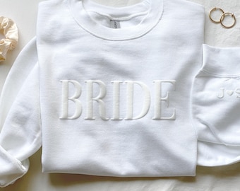 Regalo personalizado para novia, sudadera de novia, manga con inicial de corazón, regalo de compromiso, regalo único para despedida de soltera, sudadera para futura esposa