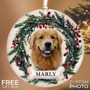 Ornamento personalizado para animais de estimação, ornamento de Natal personalizado para cães, ornamento memorial para animais de estimação, ornamento de foto de Natal para gatos, presente com nome de retrato de animal de estimação