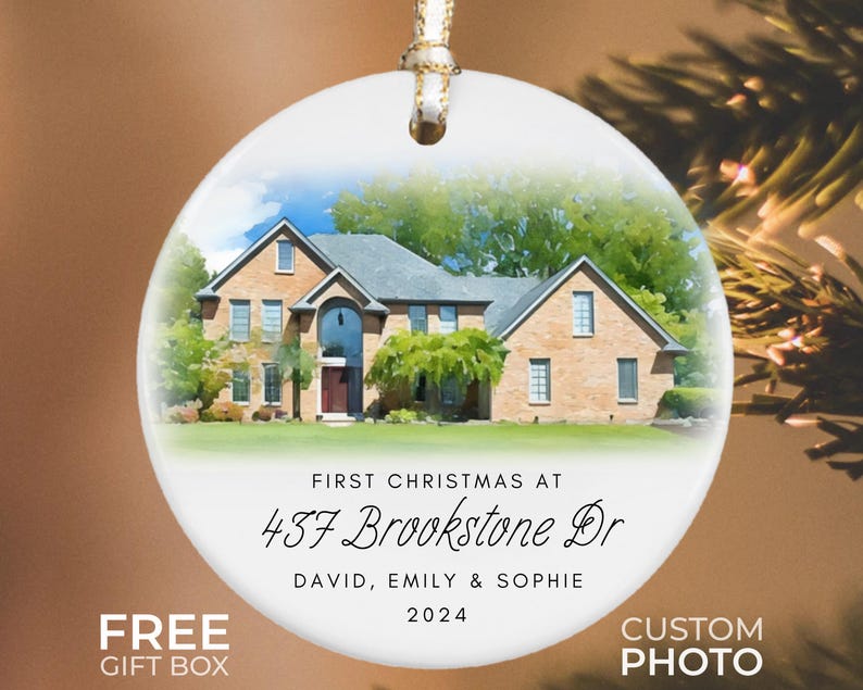 Personalized New Home Photo Ornament, Custom House Address Ornament ...