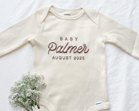 Personalized Pregnancy Announcement Baby ONESIES® Brand Bodysuit, Expected Due Date Baby Bodysuit, Custom Baby Name Bodysuit, Baby Keepsake