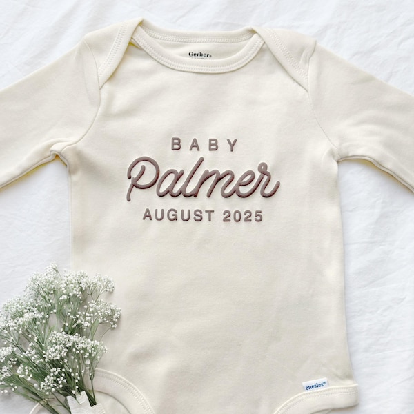 Personalisierte Schwangerschaftsankündigung Baby ONESIES® Marken-Bodysuit, erwartetes Fälligkeitsdatum Baby-Bodysuit, benutzerdefinierter Babyname-Bodysuit, Baby-Andenken