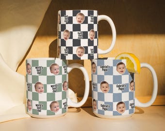 Retro kundenspezifische Baby-Foto-Tasse, Vatertagsgeschenk, personalisierte Papa-Tasse, Geschenk für Papa, Papas Geburtstagsgeschenk