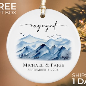 Personalized Engaged Ornament, Custom Engagement Ornament, Engagement Gift, First Christmas Engaged, Engagement Announcement