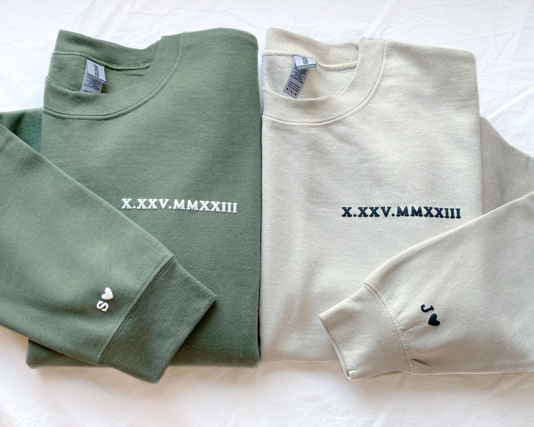 Custom Roman Numeral Sweatshirt, Anniversary Date With Initial on ...