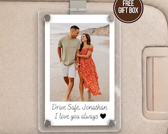 Personalized Long Distance Gift for Him, Custom Anniversary Gift, Custom Photo Car Visor Clip, Gift for Boyfriend