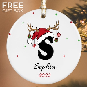Adorno personalizado del nombre de la letra, adorno del alfabeto monograma, adorno inicial personalizado, recuerdo de Navidad familiar, regalo de Navidad personalizado
