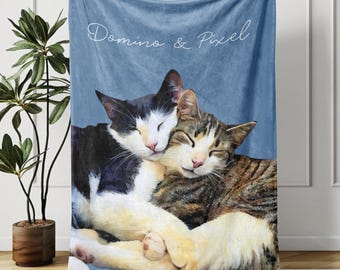 Personalized Pet Photo Blanket, Custom Cat Portrait Blanket, Pet Memorial Gift, Dog Picture Blanket, New Pet Gift