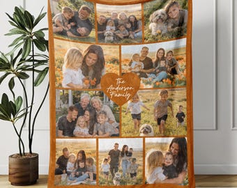 Custom Photo Blanket Collage, Picture Blanket with Text, Memorial Blanket, Family Christmas Blanket, Birthday Gift for Her