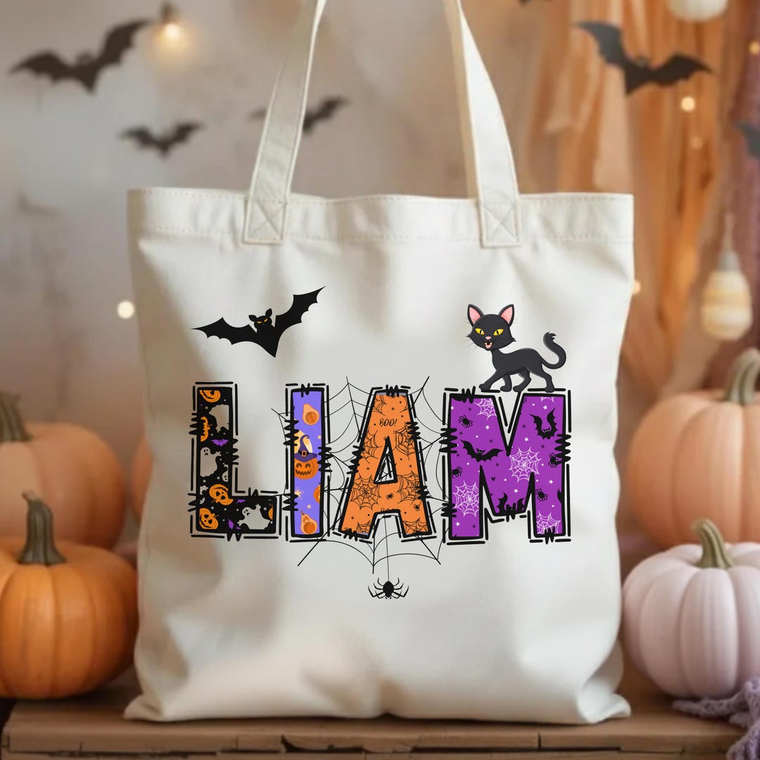 Personalized Trick or Treat Bag for Kids, Custom Halloween Tote With ...