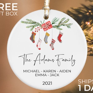 Personalized Family Christmas Ornament, Family Christmas Keepsake, Family Christmas Gift, Christmas Ceramic Ornament, 2021 Ornament