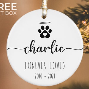Personalized Pet Memorial Ornament, Dog Christmas Ornament, Forever Loved Remembrance Gift, Pet Loss Gift, In Loving Memory, Paw Ornament