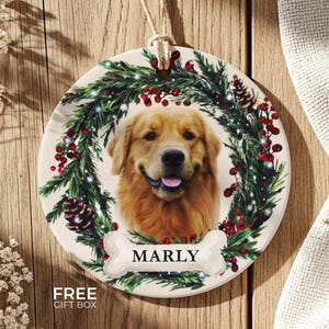 Personalized Pet Ornament, Custom Dog Christmas Ornament, Pet Memorial Ornament, Cat Christmas Photo Ornament, Pet Portrait Name Gift