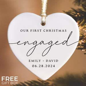 Engaged Christmas Ornament, Engagement Gift, Custom Engagement Keepsake, Personalized First Christmas Engaged, 2024 Engaged Christmas Gift