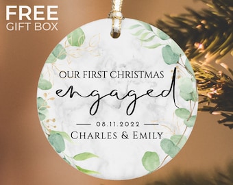 Personalized Engaged Ornament, Our First Christmas Engagement Keepsake, Custom Engaged Ornament, Future Mr and Mrs Ornament, Just Engaged