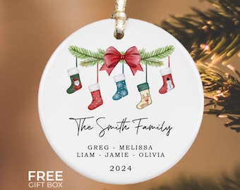 Personalized Family Christmas Ornament, Custom Family Keepsake, Family of Three First Christmas Ornament, Family of 5 Ornament 2024