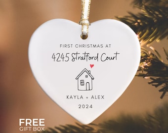New Home Ornament, Personalized Housewarming Gift, Realtor Client Closing Gift, Minimalist First Christmas in Our New Home Ornament