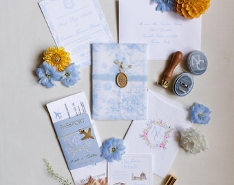 Destination Passport + Boarding Pass Wedding Template Bundle | Editable Canva Save the Date or Invitation