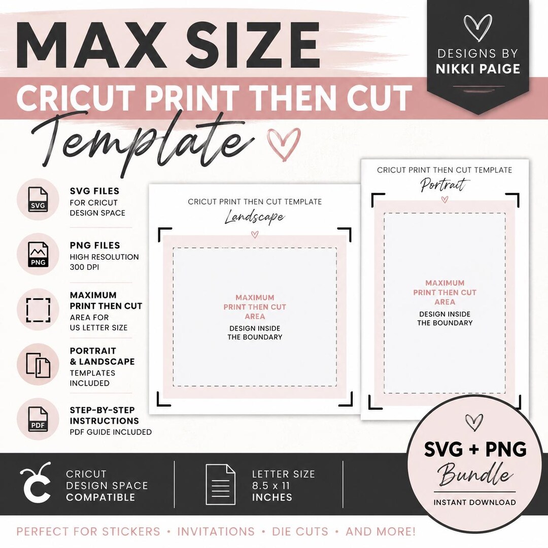 Then Click Print Cricut Print Then Cut Max Size Template Bundle | SVG + PNG | Cricut ...