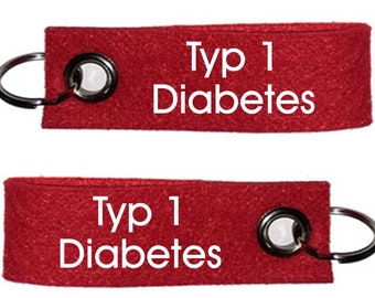 Diabetes Type 1 Pendant / Felt Keychain / Printed on both sides / Emergency Trailer