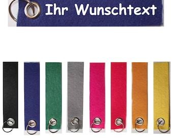 10 x Filz Schlüsselanhänger individuell personalisiert mit Name / Wunschtext / beidseitig bedruckt - Große Farbauswahl