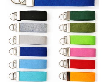 Felt keychain, individually personalized with name/desired text/printed on both sides - double-layered/11 x 3 cm