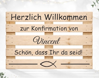 Personalized pallet stickers with names and custom text. Welcome sign for confirmations, celebrations, etc. Pallet stickers