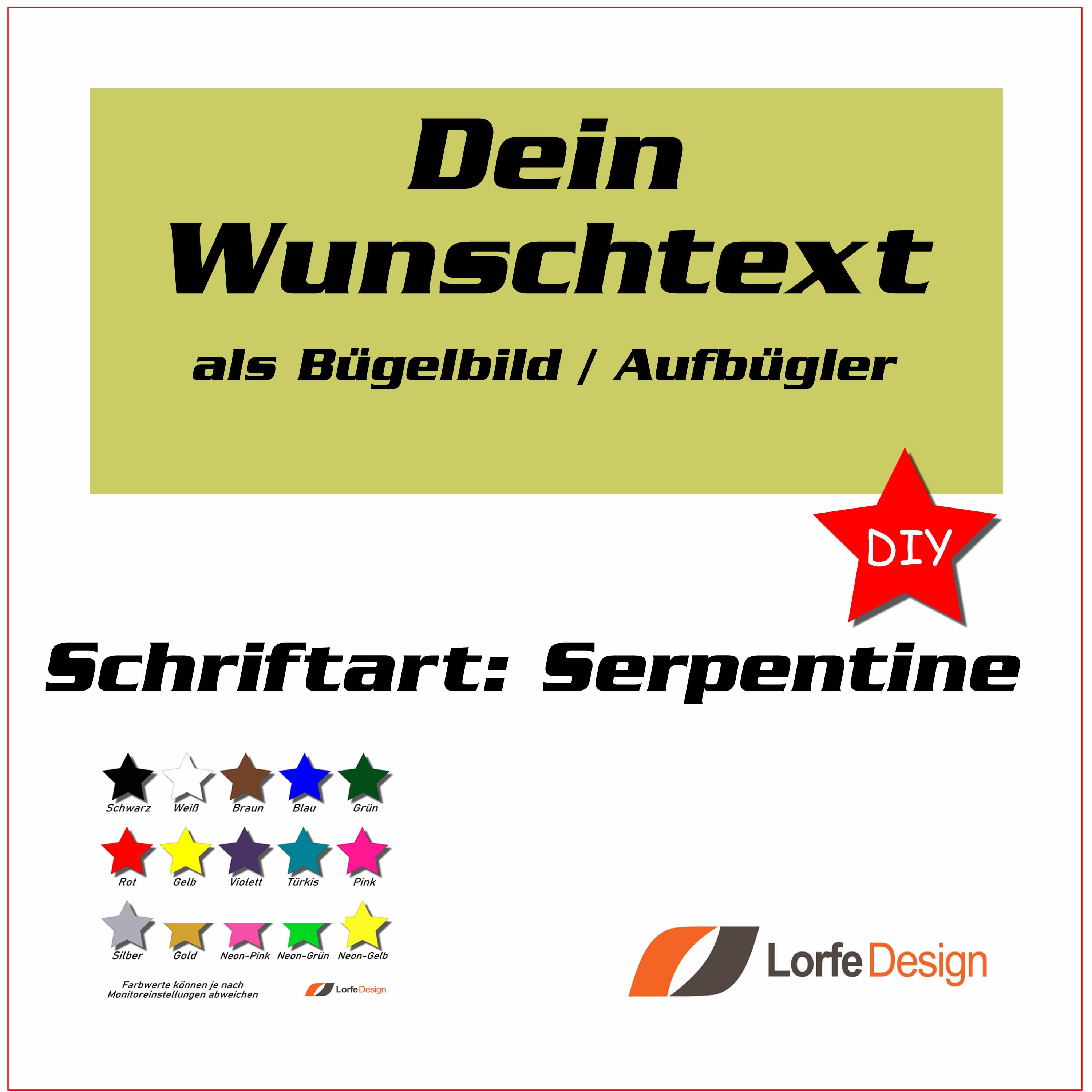 Ironing image / name and text for ironing / serpentine / individually personalized / ironing foil / DIY