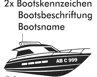 2x boat license plate boat label boat name 10.0 cm height