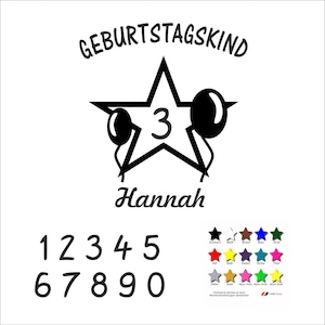 Ironing image / star with number age and name to iron on / Children&#39;s birthday / Birthday child / Ironfoil / DIY