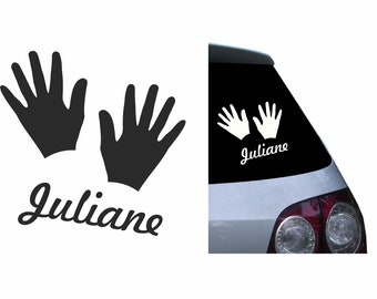 Car car stickers / baby hands personalized with desired name / handprint / body and disc stickers