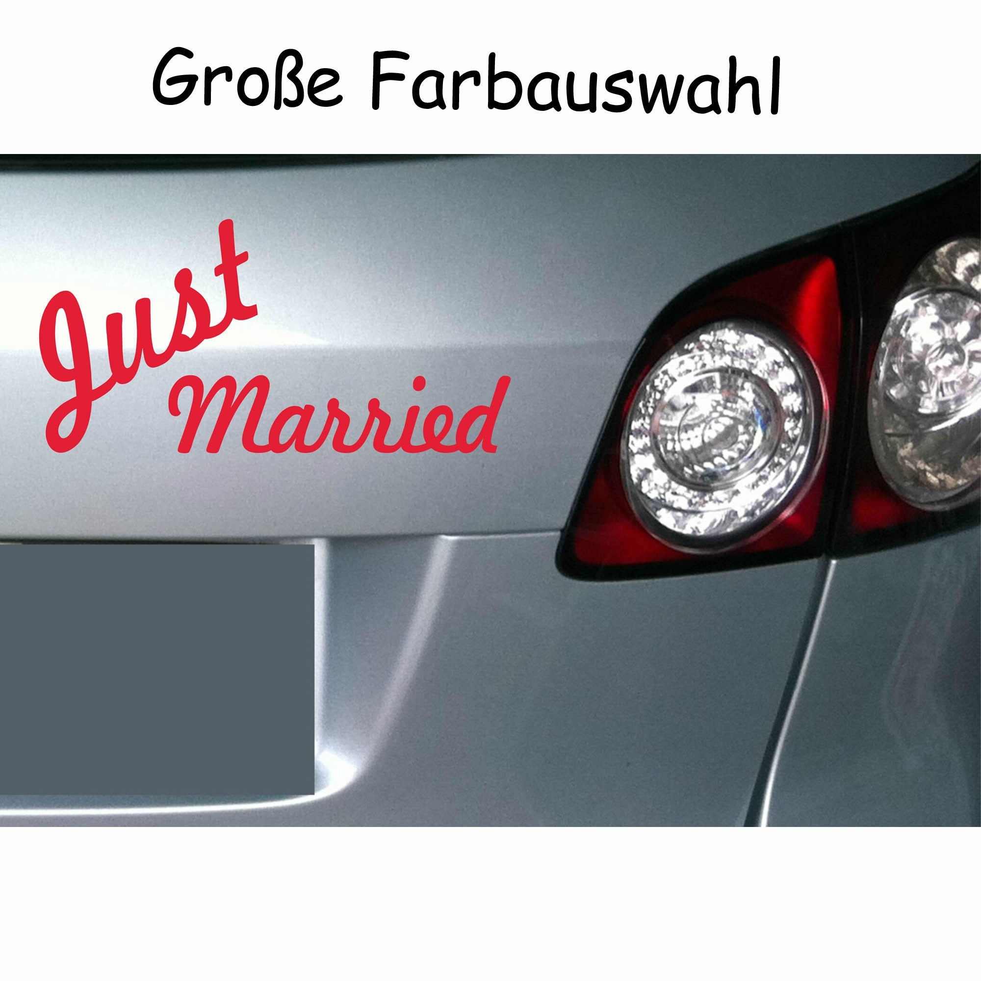 Just Married Folie Rot Aufkleber Auto Heck Deko Hochzeit Banner Brautpaar  KX055