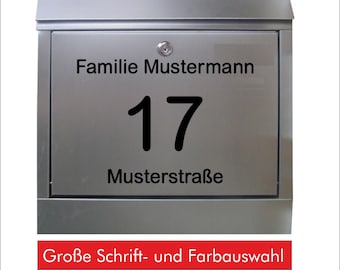 Letterbox sticker 03 Family name / House number / Street / individually personalized / Desired text / 3-piece