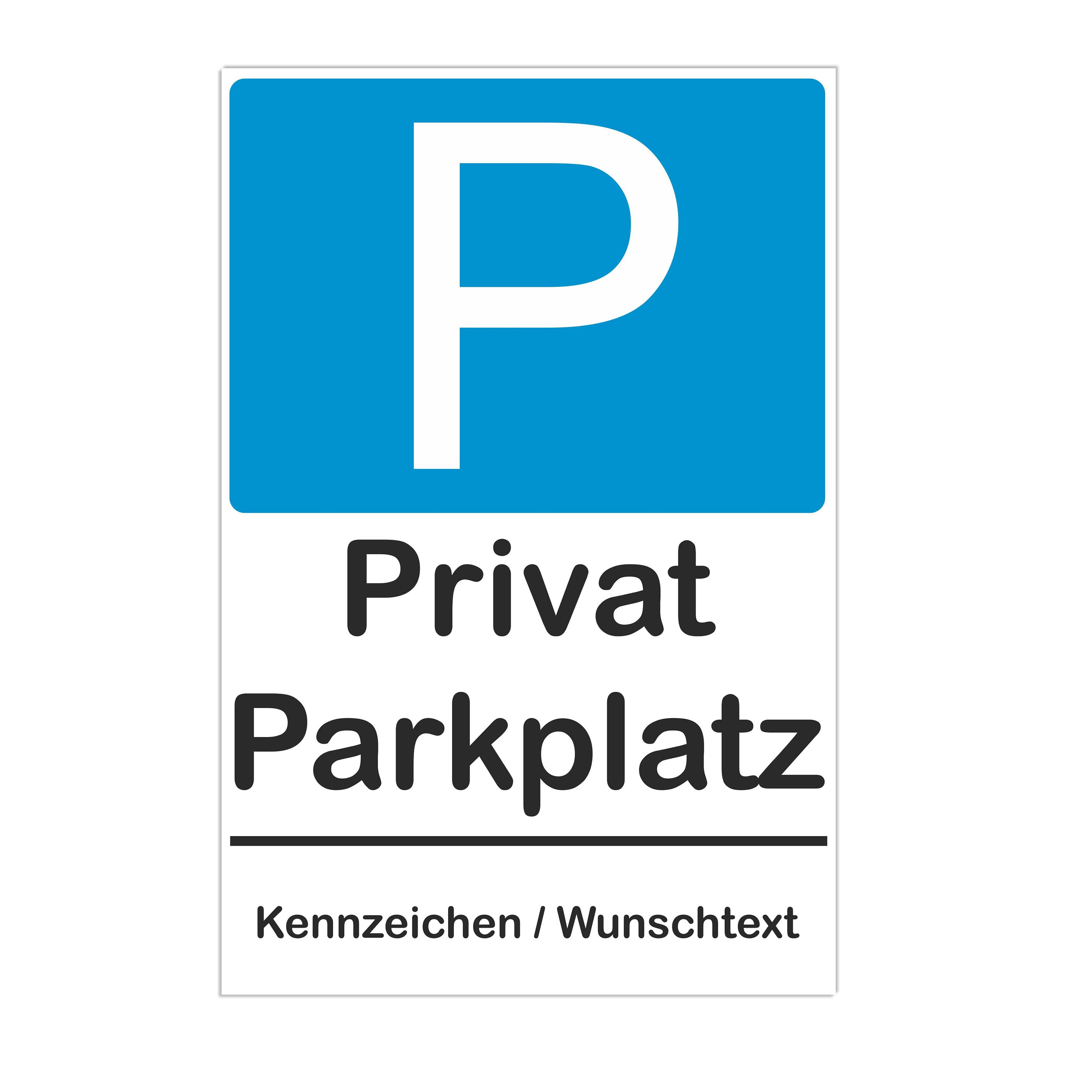 Parkplatz KfZ Nummernschild Kennzeichen Wunschtext Schild