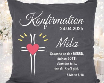 Konfirmationskissen personalisiert - Name, Datum und Spruch - Geschenk zur Konfirmation - individuelles Erinnerungskissen