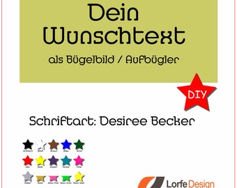 Ironing image / name and text to iron on / Desiree Becker med. / custom personalized / ironing foil / DIY