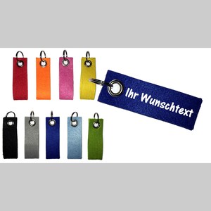 10x felt keychains individually personalized with name / desired text / printed on both sides - double layered / 10 x 3 cm