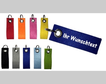 10x felt keychains individually personalized with name / desired text / printed on both sides - double layered / 10 x 3 cm