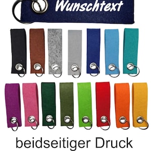 Felt keychain, individually personalized with name/desired text/printed on both sides - double-layered/10 x 3 cm