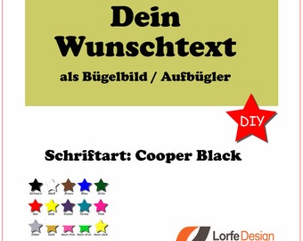 Ironing image / desired name for ironing / Cooper Black / individually personalized / ironing foil / DIY