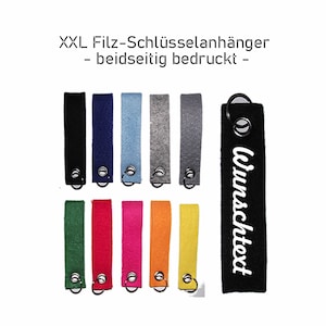 Personalized keychain / XXL / felt / name / desired text / printed on both sides - double laid / 13.5 x 3 cm
