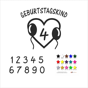 Ironing picture / Hearts with number age to iron on / Children&#39;s birthday / Birthday child / Ironing foil / DIY