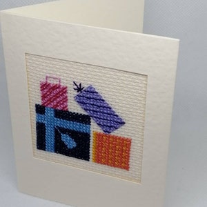 Tarjeta de celebración de punto de cruz completada - Bon voyage