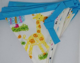 Wimpelkette für Kinder - Handgefertigte Wimpelkette aus Stoff fürs Kinderzimmer - Bunte Tiere